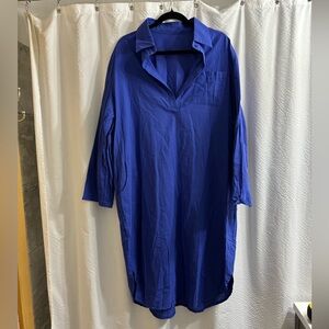 Blue Collared Dress with Pockets. Size 1X.